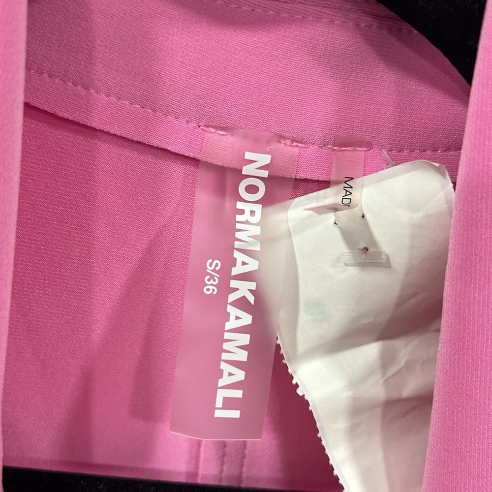 Norma Kamali Single Breasted Straight Leg Jumpsuit in Candy Pink - Picture 6 of 11